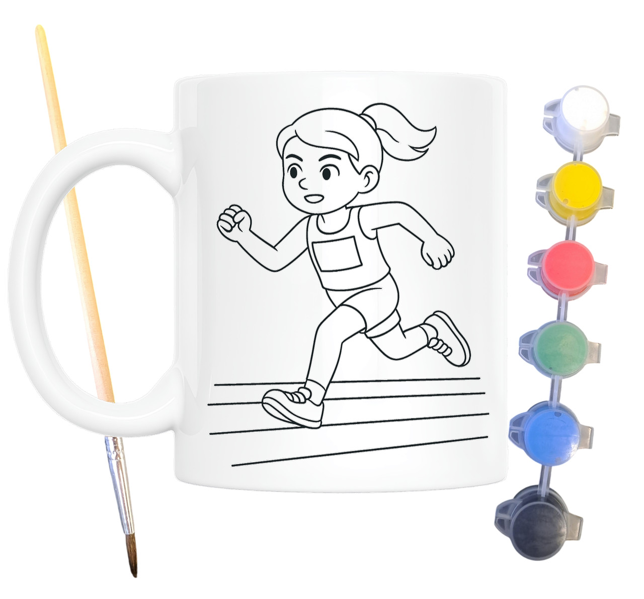 Набір для творчості кружка розмальовка Легка атлетика 330 мл біла (КР0113), фото 1