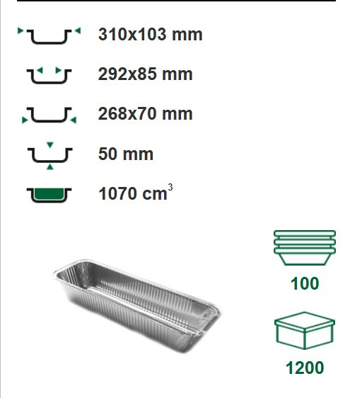 Контейнер з харчової фольги R88G 1070 мл, фото 1