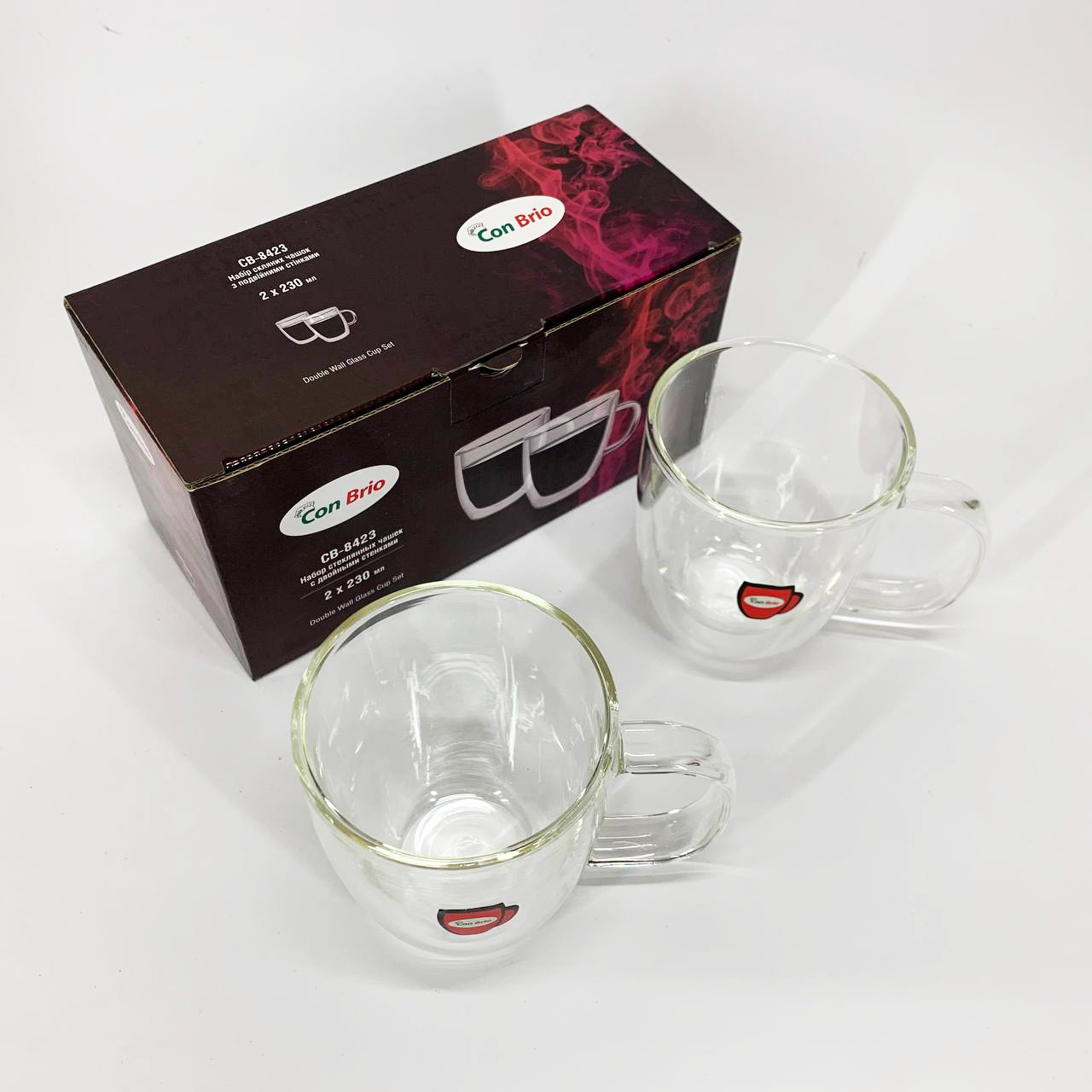 Скляні стакани з подвійними стінками, Склянки для чаю подвійні, Набір склянок з подвійним склом 2 шт LK-13, фото 1