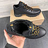 Зимові чоловічі шкіряні черевики, кросівки чорні утеплені з натуральної шкіри на хутрі на зиму для чоловіків, розмір 40-45, фото 5