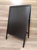 Штендер крейдяний двосторонній дерев'яний 110х68 см, дошка крейдяна, мимохід, рекламний щіт, колір Темний графіт, (арт.Svg).