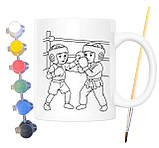 Набір для творчості кружка розмальовка Бокс 330 мл біла (КР0114), фото 2