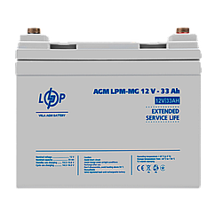Акумулятор мультигелевий LPM-MG 12V - 33 Ah + праворуч