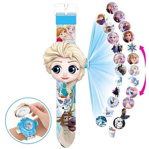 Дитячий годинник із 3D-проєктором 24 зображення Ельза Крижане серце - Elsa Frozen