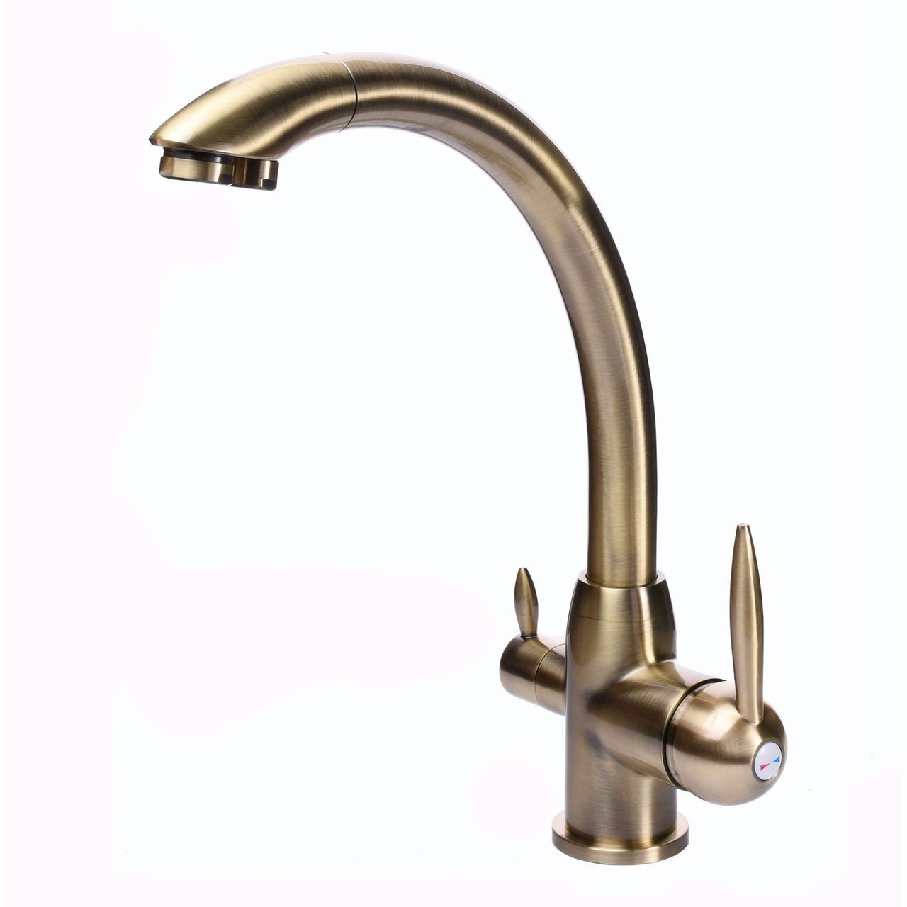 Смеситель для кухни Globus Lux LAZER GLLR-0777-9-BRONZE под осмос, фото 1