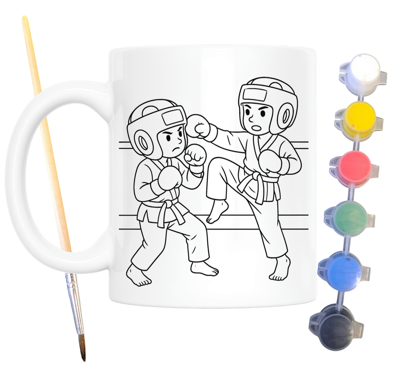 Набір для творчості кружка розмальовка Кікбоксинг 330 мл біла (КР0115), фото 1