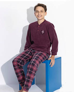 Піжама для хлопчика фліс Бордо