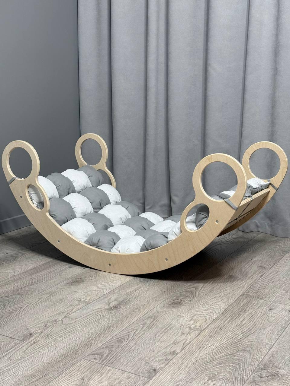 Дитяче ліжечко качалка з матрасиком 24 БОНБОН, дитяча качалка, качалка для дітей, балансир, дитяча гойдалка балансир, качалка, фото 1