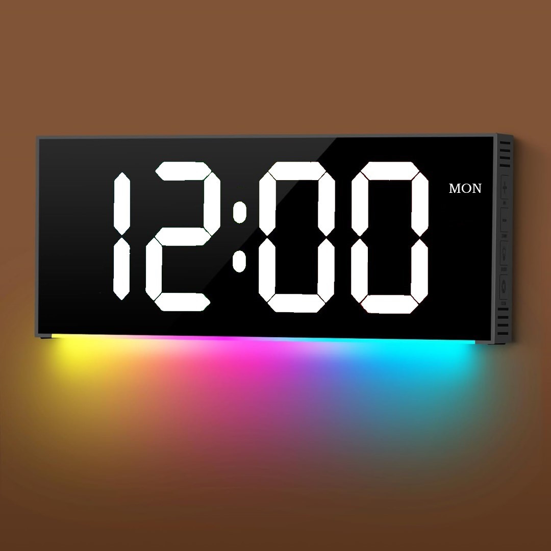 Настінний електронний Led годинник Mids з 7 кольорами цифр та дистанційним керуванням., фото 1