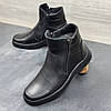 Чоловічі зимові шкіряні черевики на блискавці (натуральна шкіра) чорні на хутрі для чоловіків на зиму, розмір 40 41 42 43 44 45, фото 4