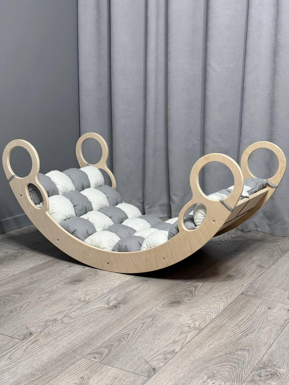 Дитяче ліжечко качалка з матрасиком 25 БОНБОН, дитяча качалка, качалка для дітей, балансир, дитяча гойдалка балансир, качалка, фото 1