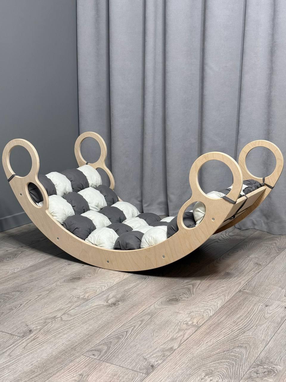 Дитяче ліжечко качалка з матрасиком 26 БОНБОН, дитяча качалка, качалка для дітей, балансир, дитяча гойдалка балансир, качалка, фото 1