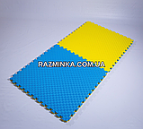 Мін. замовлення від 5 шт! СИНЬО-ЖОВТІ татамі 26мм, 100*100*2.6 см (1шт) | будо мат ластівчин хвіст, фото 3