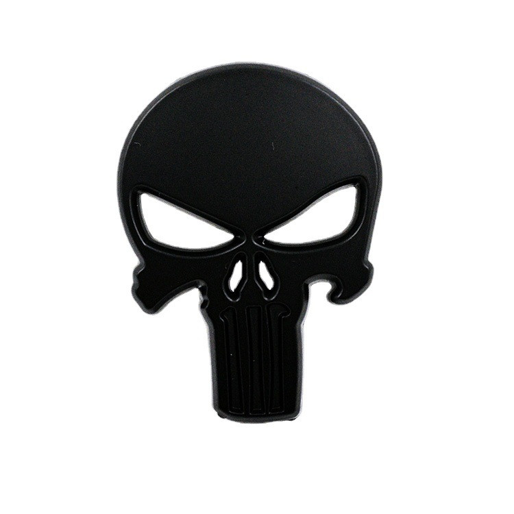 Емблема Skull (Череп) ЧОРНА 59х43мм метал (на скотчі), фото 1