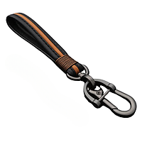 Брелок-ремінець для ключів Чорний з коричневою смугою, воляча шкіра