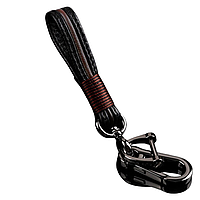 Брелок-ремінець для ключів Чорний з темно-коричневою смугою, воляча шкіра