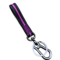 Брелок-ремінець для ключів Чорний з фіолетовою смугою, воляча шкіра