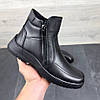 Зимові чоловічі шкіряні черевики на блискавці чорні утеплені з натуральної шкіри на хутрі на зиму, розмір 40-45, фото 3