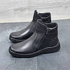 Зимові чоловічі шкіряні черевики на блискавці чорні утеплені з натуральної шкіри на хутрі на зиму, розмір 40-45, фото 6