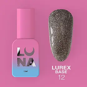 LunaMoon Lurex base №12 (13 мл.) - світловідбивна кольорова база для покриття та вирівнювання нігтів