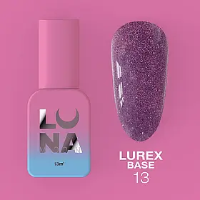 LunaMoon Lurex base №13 (13 мл.) - світловідбивна кольорова база для покриття та вирівнювання нігтів