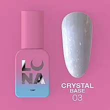 LunaMoon Crystal base №03 (замерзла квітка) 13 мл. - блискуча кольорова база для покриття та вирівнювання нігтів