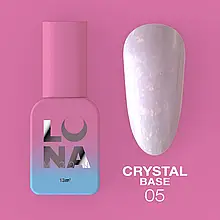 LunaMoon Crystal base №05 (зоряний пил) 13 мл. - блискуча кольорова база для покриття та вирівнювання нігтів