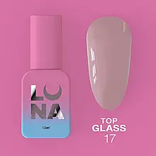 Кольоровий топ №17 (рожево-ліловий) LunaMoon Top Glass для гель лаку, 13 мл
