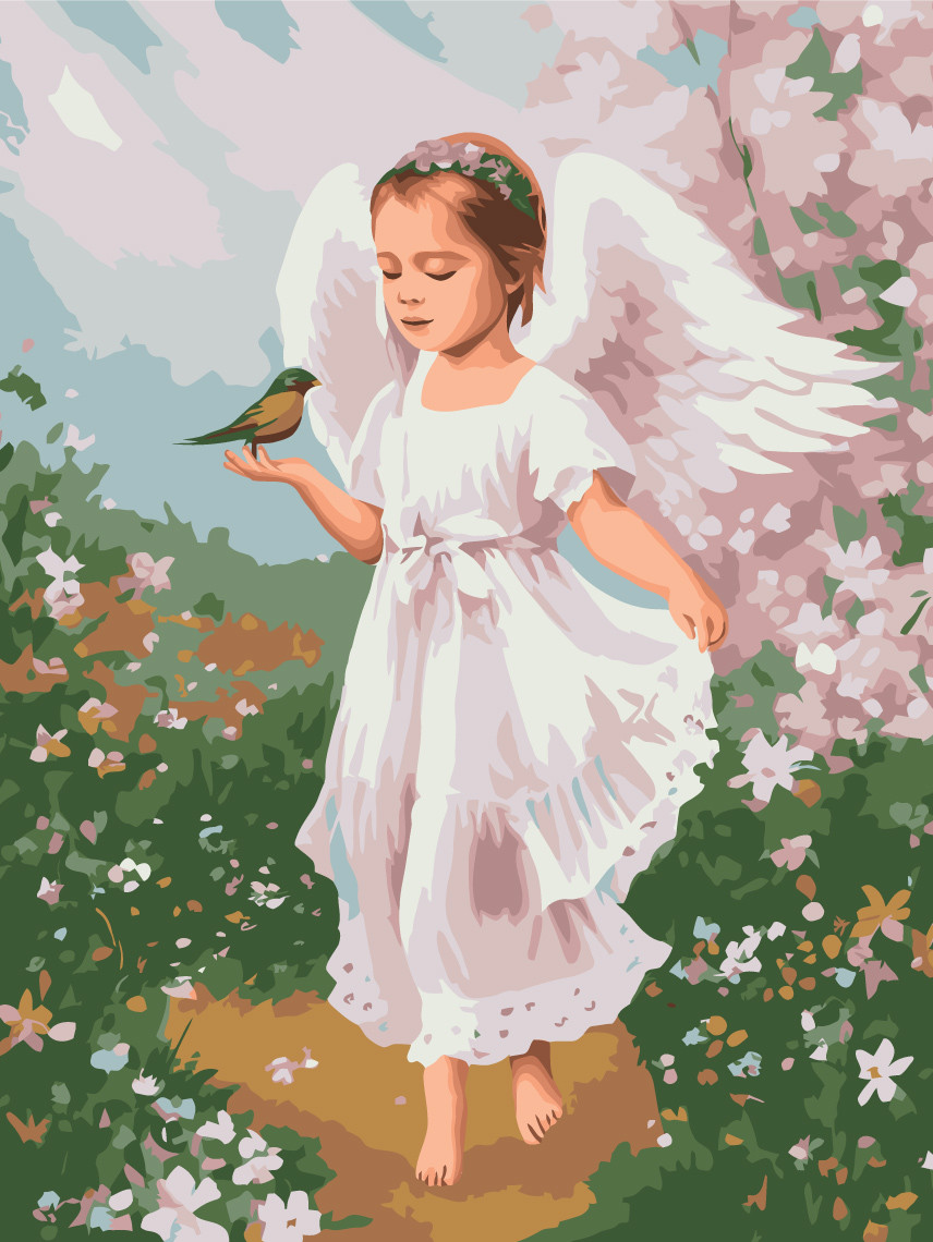 Картина за номерами Ангелятко з пташкою Brushme 40х50см. BS53707