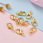 Застібка Карабін-Лобстер Цинковий сплав, Золото, 12х6 мм, Отвір 1.5 мм, 50 шт, фото 2