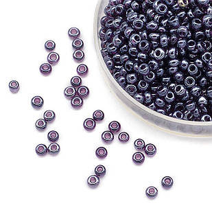Бісер Китайський 12/0, Прозорий Блискучий (TCL), Фіолетовий 111A, Круглий, 100 г