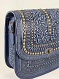 Авторська шкіряна сумка з металом "Дубок" ручної роботи, велика сумка з натуральної шкіри, фото 5