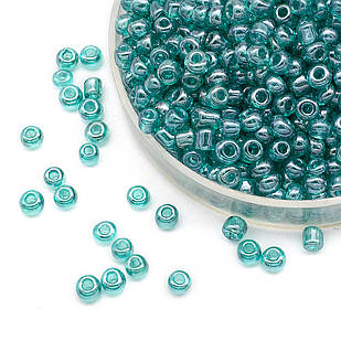 Бісер Китайський 12/0, Прозорий Блискучий (TCL), Зелений 120A, Круглий, 100 г