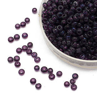 Бісер Китайський 12/0, Прозорий (TC), Фіолетовий 11A, Круглий, 100 г