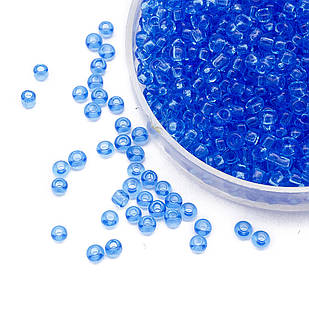 Бісер Китайський 12/0, Прозорий (TC), Синій 3B, Круглий, 100 г