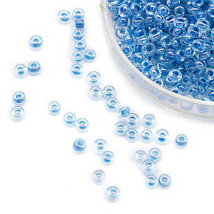 Бісер Китайський 12/0, Неоновий пофарбований усередині (LIC), Синій 2208, Круглий, 100 г