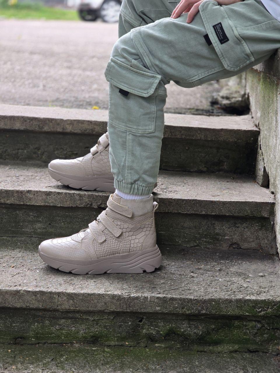 Дитячі підліткові утеплені шкіряні ортопедичні черевики на липучках 39 р, фото 1