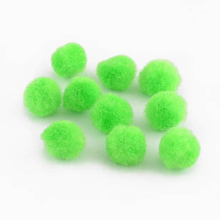 Помпон ручної роботи, Вовна, Круглі, Салатовий, 10 мм, (100 шт.)