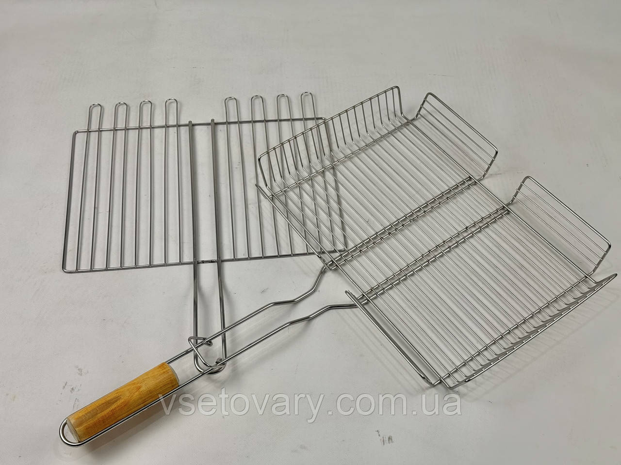 Грати для гриля (барбекю) з нержавіючої сталі великі (30х40х6), фото 1