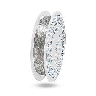 Мідна дріт 0.2 мм/25 м, Колір: Срібло, Товщина 0.2 мм, 35 м/котушка, 1 катушка