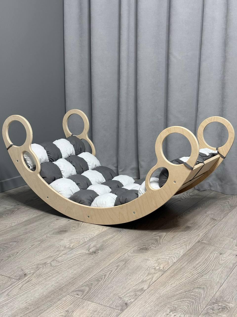 Дитяче ліжечко качалка з матрасиком 27 БОНБОН, дитяча качалка, качалка для дітей, балансир, дитяча гойдалка балансир, качалка, фото 1