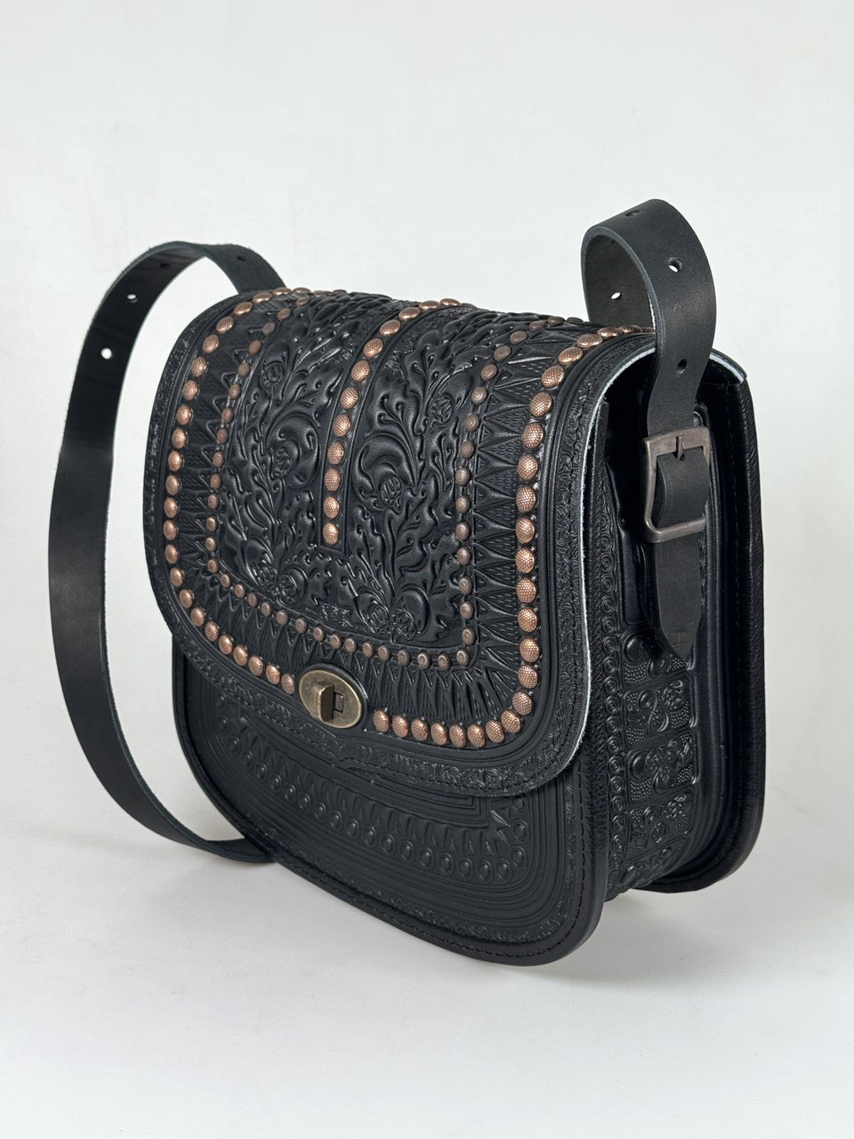 Авторська шкіряна сумка "Дубок" ручної роботи, велика сумка з натуральної шкіри, фото 1