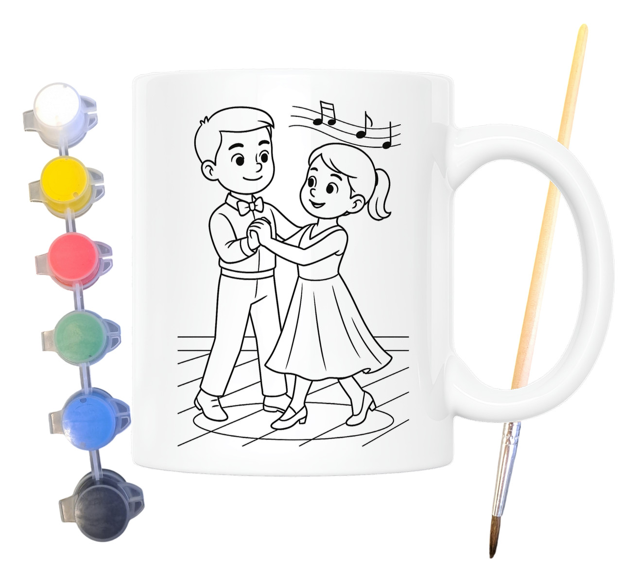 Набір для творчості кружка розмальовка Бальні танці 330 мл біла (КР0118), фото 1