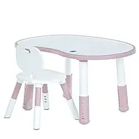 Дитячий столик, висота 41,5х52,5 см, 1 стільчик, рожевий