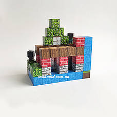 Магнітний конструктор 65 шт кубики на магнітах Майнкрафт блоки Minecraft Фігурки в комплекті, фото 2