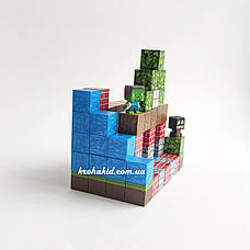 Магнітний конструктор 65 шт кубики на магнітах Майнкрафт блоки Minecraft Фігурки в комплекті, фото 4