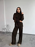 Коричневий теплий жіночий костюм зі щільної трикотажної ангори, фото 5
