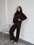 Коричневий теплий жіночий костюм зі щільної трикотажної ангори, фото 6