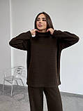 Коричневий теплий жіночий костюм зі щільної трикотажної ангори, фото 8
