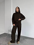 Коричневий теплий жіночий костюм зі щільної трикотажної ангори, фото 2